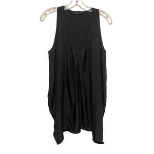 Hatch‎ Maternity Sleeveless Satin Tank Top Blouse One Size Black Pleated V-neck